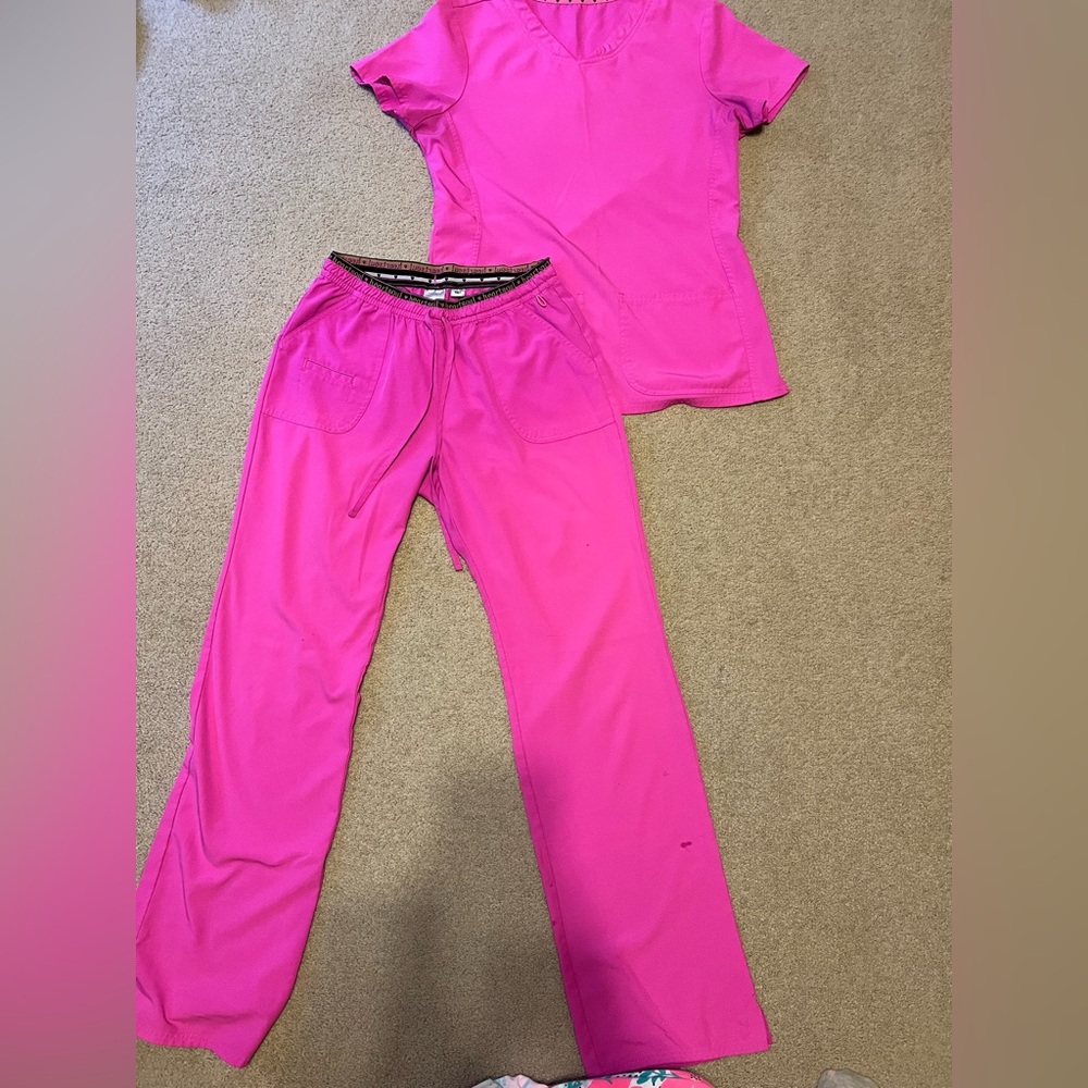 Bright Pink Scrub Set